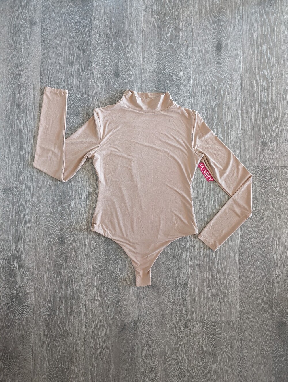 PUMIEY Long Sleeve Bodysuit Mock Turtle Neck Body Suit - L